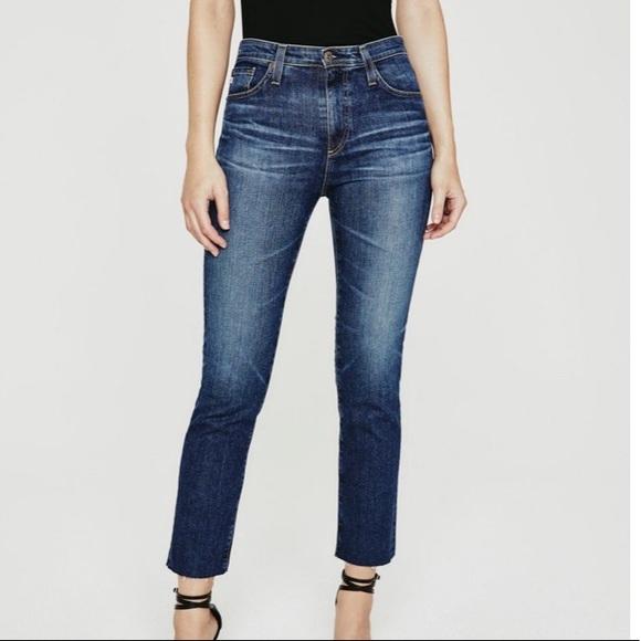 Ag Adriano Goldschmied Denim - NWT AG The Isabelle High Rise Straight Crop Medium Wash raw hem size 29